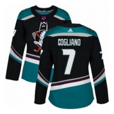 Womens Adidas Anaheim Ducks 7 Andrew Cogliano Authentic Black Teal Third NHL Jersey