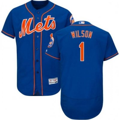 Mens Majestic New York Mets 1 Mookie Wilson Royal Blue Alternate Flex Base Authentic Collection MLB Jersey