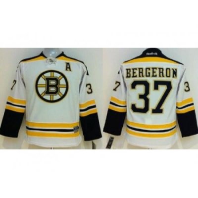 Youth Boston Bruins #37 Patrice Bergeron White Stitched NHL Jersey