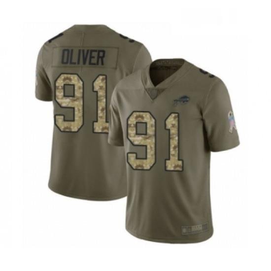 Youth Buffalo Bills 91 Ed Oliver Limited Olive Camo 2017 Salute to Service Football Jersey