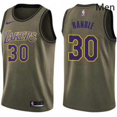 Mens Nike Los Angeles Lakers 30 Julius Randle Swingman Green Salute to Service NBA Jersey