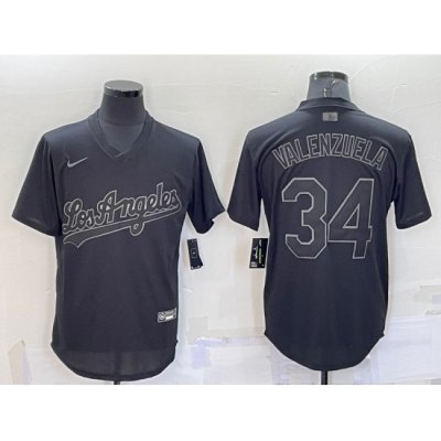 Men Los Angeles Dodgers 34 Fernando Valenzuela Black Stitched Baseball Jersey