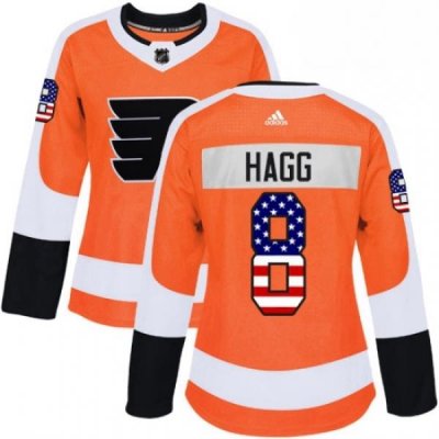 Womens Adidas Philadelphia Flyers 8 Robert Hagg Authentic Orange USA Flag Fashion NHL Jersey