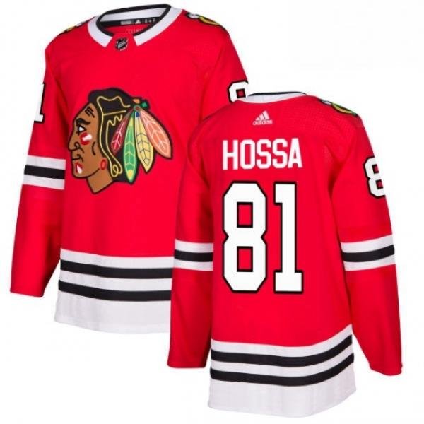 Mens Adidas Chicago Blackhawks 81 Marian Hossa Authentic Red Home NHL Jersey