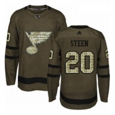 Youth Adidas St Louis Blues 20 Alexander Steen Premier Green Salute to Service NHL Jersey