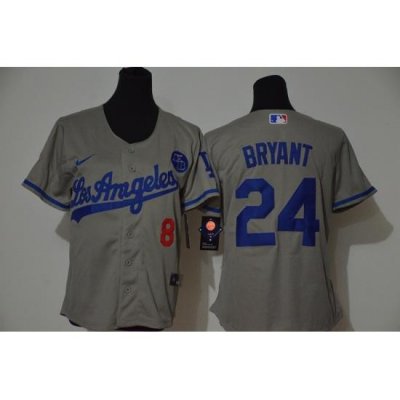 Los Angeles Dodgers 8 24 Kobe Bryant Women Nike Grey Cool Base 2020 KB Patch MLB Jersey