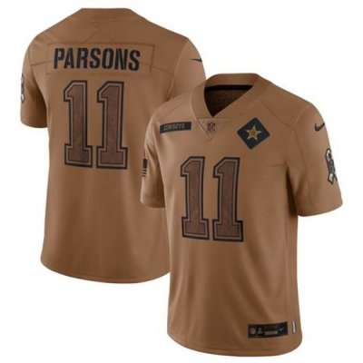 Men Dallas Cowboys 11 Micah Parsons 2023 Brown Salute To Service Limited Stitched Football Jersey