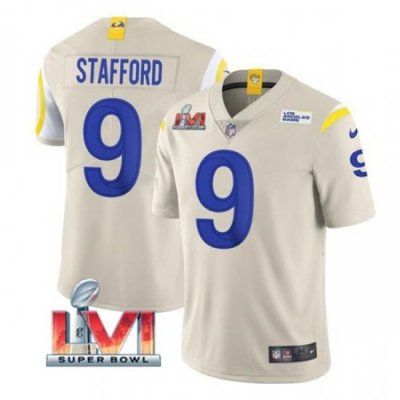 Nike Los Angeles Rams 9 Matthew Stafford Bone 2022 Super Bowl LVI Vapor Limited Jersey