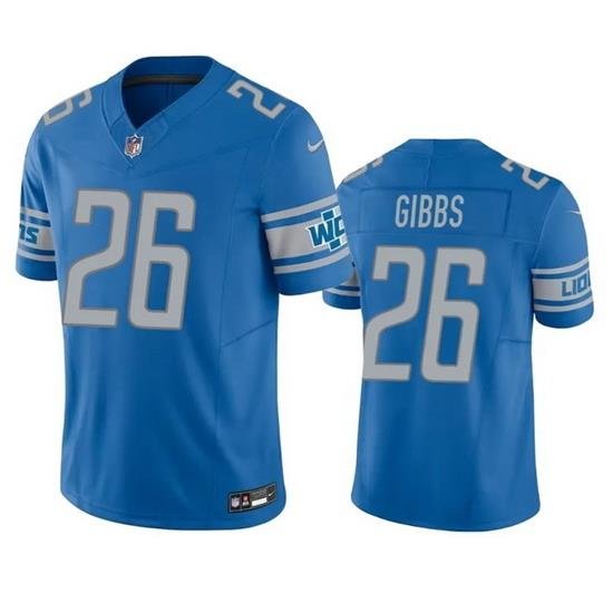 Men Detroit Lions 26 Jahmyr Gibbs Blue 2023 F U S E  Vapor Untouchable Limited Stitched Football Jersey