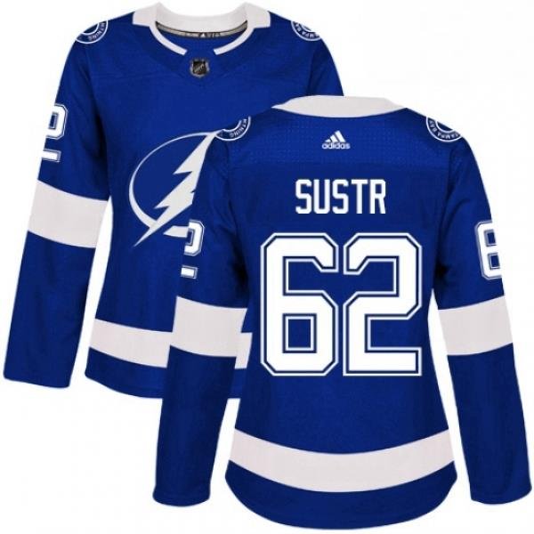 Womens Adidas Tampa Bay Lightning 62 Andrej Sustr Authentic Royal Blue Home NHL Jersey