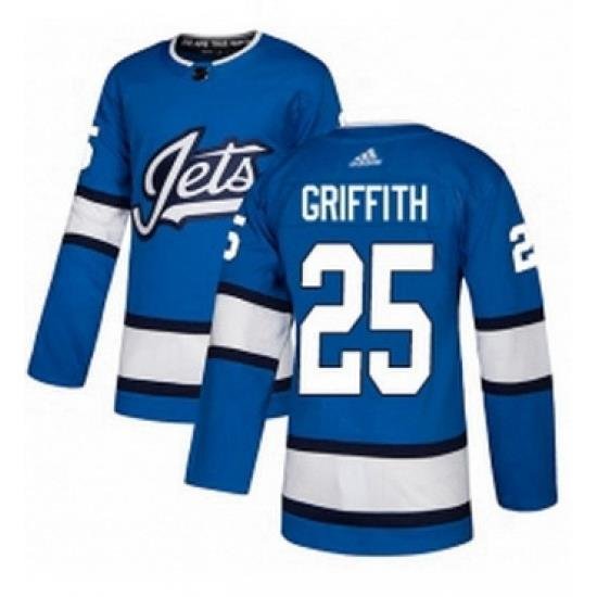 Mens Adidas Winnipeg Jets 25 Seth Griffith Authentic Blue Alternate NHL Jersey