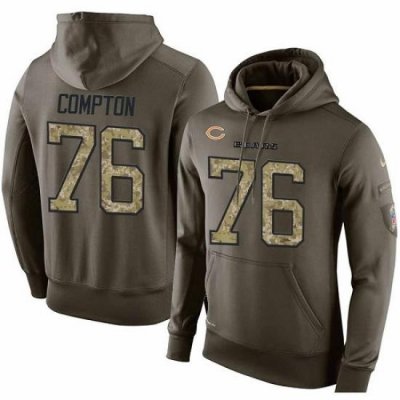 NFL Nike Chicago Bears 76 Tom Compton Green Salute To Service Mens Pullover Hoodie