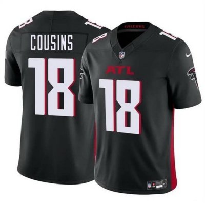 Youth Atlanta Falcons 18 Kirk Cousins Black 2023 F U S E  Vapor Untouchable Limited Stitched Football Jersey