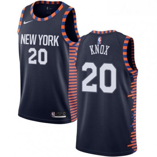 Womens Nike New York Knicks 20 Kevin Knox Swingman Navy Blue NBA Jersey 2018 19 City Edition