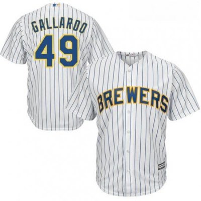 Youth Majestic Milwaukee Brewers 49 Yovani Gallardo Authentic White Alternate Cool Base MLB Jersey