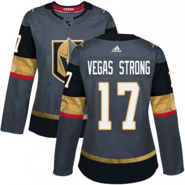 Womens Adidas Vegas Golden Knights 17 Vegas Strong Authentic Gray Home NHL Jersey