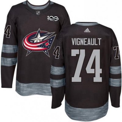 Mens Adidas Columbus Blue Jackets 74 Sam Vigneault Authentic Black 1917 2017 100th Anniversary NHL Jersey