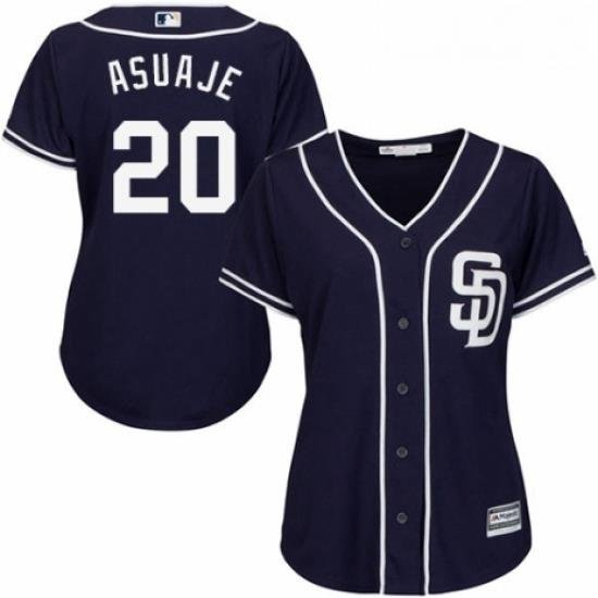 Womens Majestic San Diego Padres 20 Carlos Asuaje Authentic Navy Blue Alternate 1 Cool Base MLB Jersey