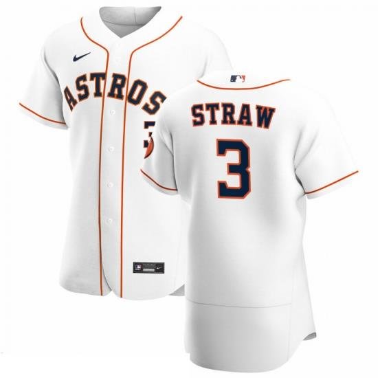 Men Houston Astros 3 Myles StraW Men Nike White Home 2020 Flex Base Player MLB Jersey