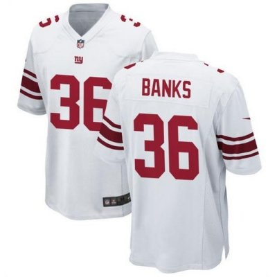 Men New York Giants 36 Deonte Banks White 2023 Draft Stitched Game Jersey