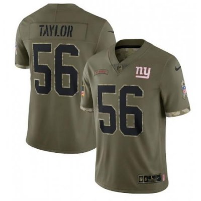 Men New York Giants 56 Lawrence Taylor Olive 2022 Salute To Service Limited Stitched Jersey