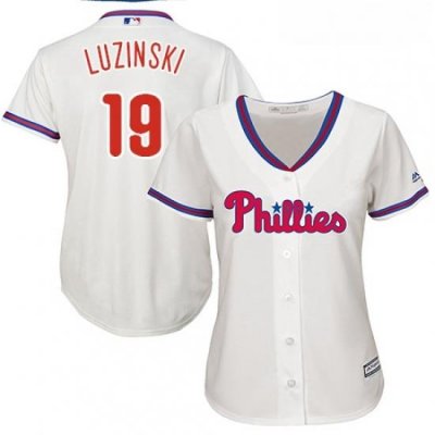 Womens Majestic Philadelphia Phillies 19 Greg Luzinski Authentic Cream Alternate Cool Base MLB Jersey