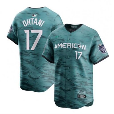 Men Los Angeles Angels 17 Shohei Ohtani Teal 2023 All Star Cool Base Stitched Jersey