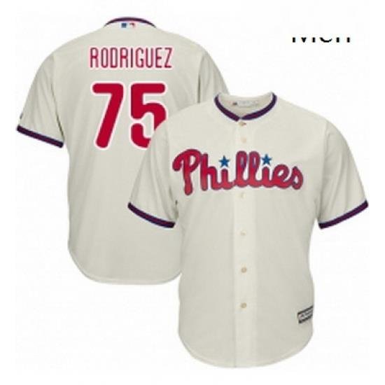 Mens Majestic Philadelphia Phillies 75 Francisco Rodriguez Replica Cream Alternate Cool Base MLB Jersey