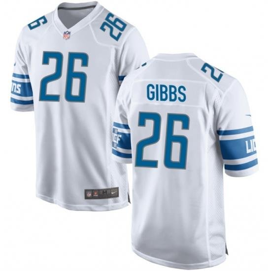 Men Detroit Lions 26 Jahmyr Gibbs White Stitched Game Jerseys