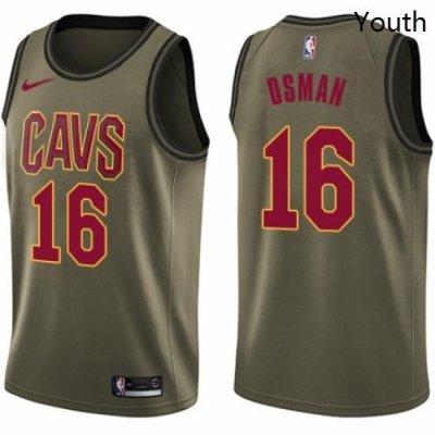 Youth Nike Cleveland Cavaliers 16 Cedi Osman Swingman Green Salute to Service NBA Jersey