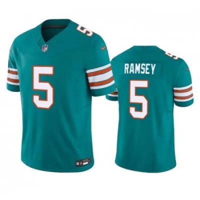 Men Miami Dolphins 5 Jalen Ramsey Aqua 2023 F U S E Vapor Limited Stitched Football Jersey