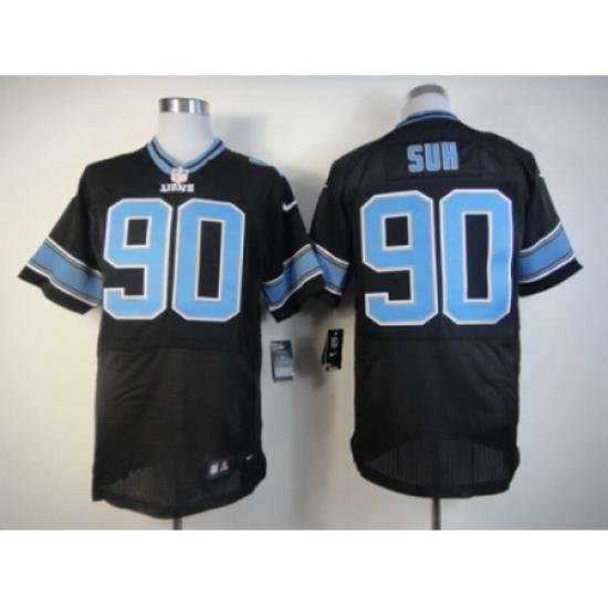 Nike Detroit Lions 90 Ndamukong Suh black Elite NFL Jersey