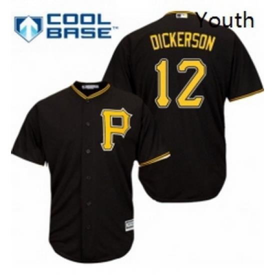 Youth Majestic Pittsburgh Pirates 12 Corey Dickerson Authentic Black Alternate Cool Base MLB Jersey