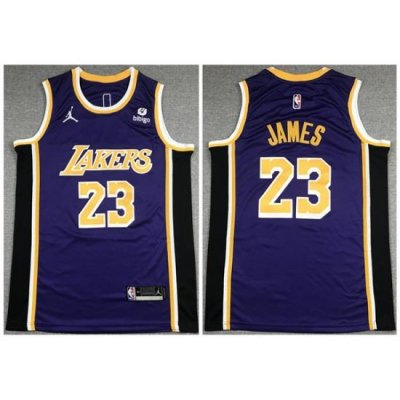 Men Los Angeles Lakers 23 LeBron James Bibigo Purple Stitched Basketball Jersey