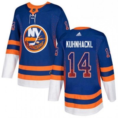 Mens Adidas New York Islanders 14 Tom Kuhnhackl Authentic Royal Blue Drift Fashion NHL Jersey