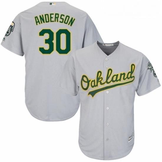 Youth Majestic Oakland Athletics 30 Brett Anderson Replica Grey Road Cool Base MLB Jersey