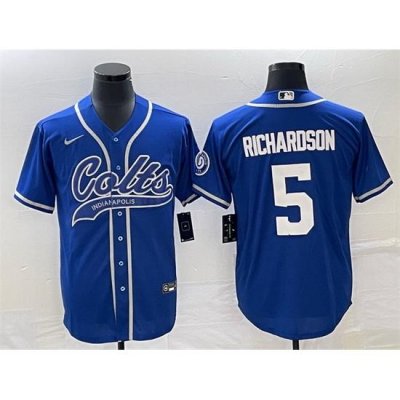 Men Indianapolis Colts 5 Anthony Richardson Royal Cool Base Stitched Baseball Jersey