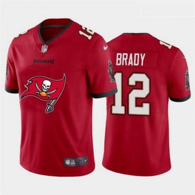 Nike Buccaneers 12 Tom Brady Red Team Big Logo Vapor Untouchable Limited Jersey