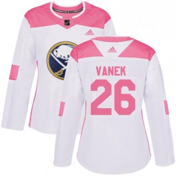 Womens Adidas Buffalo Sabres 26 Thomas Vanek Authentic WhitePink Fashion NHL Jersey