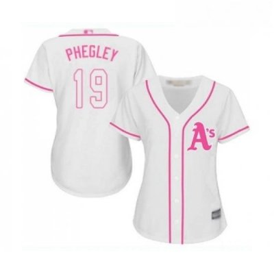 Womens Oakland Athletics 19 Josh Phegley Replica White Fashion Cool Base Baseball Jersey