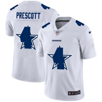 Nike Cowboys 4 Dak Prescott White Shadow Logo Limited Jersey