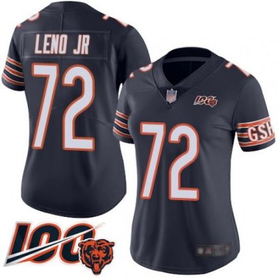 Women Chicago Bears 72 Charles Leno Navy Blue Team Color 100th Season Limited Football Jersey