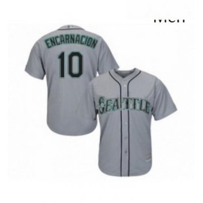 Mens Seattle Mariners 10 Edwin Encarnacion Replica Grey Road Cool Base Baseball Jersey