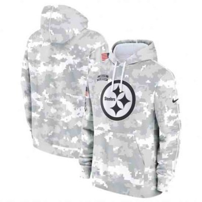 Youth Pittsburgh Steelers 2024 White Gray Salute To Service Pullover Hoodie