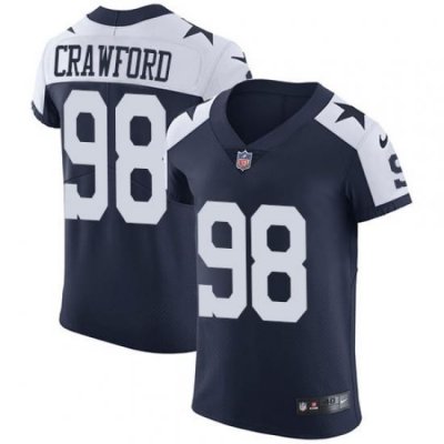 Nike Cowboys #98 Tyrone Crawford Navy Blue Thanksgiving Mens Stitched NFL Vapor Untouchable Throwback Elite Jersey