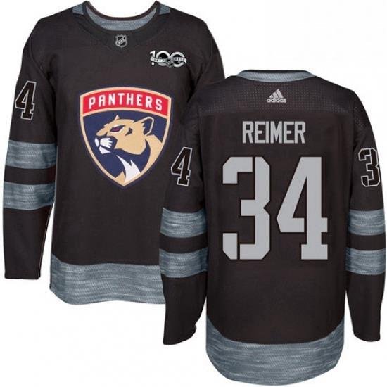 Mens Adidas Florida Panthers 34 James Reimer Premier Black 1917 2017 100th Anniversary NHL Jersey