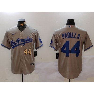 Men Los Angeles Dodgers 44 Vicente Padilla Grey Cool Base Stitched Baseball Jersey 3