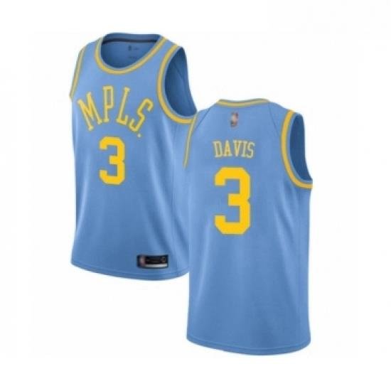 Youth Los Angeles Lakers 3 Anthony Davis Authentic Blue Hardwood Classics Basketball Jersey