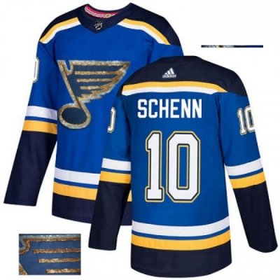 Mens Adidas St Louis Blues 10 Brayden Schenn Authentic Royal Blue Fashion Gold NHL Jersey