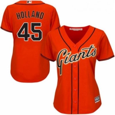 Womens Majestic San Francisco Giants 45 Derek Holland Authentic Orange Alternate Cool Base MLB Jersey